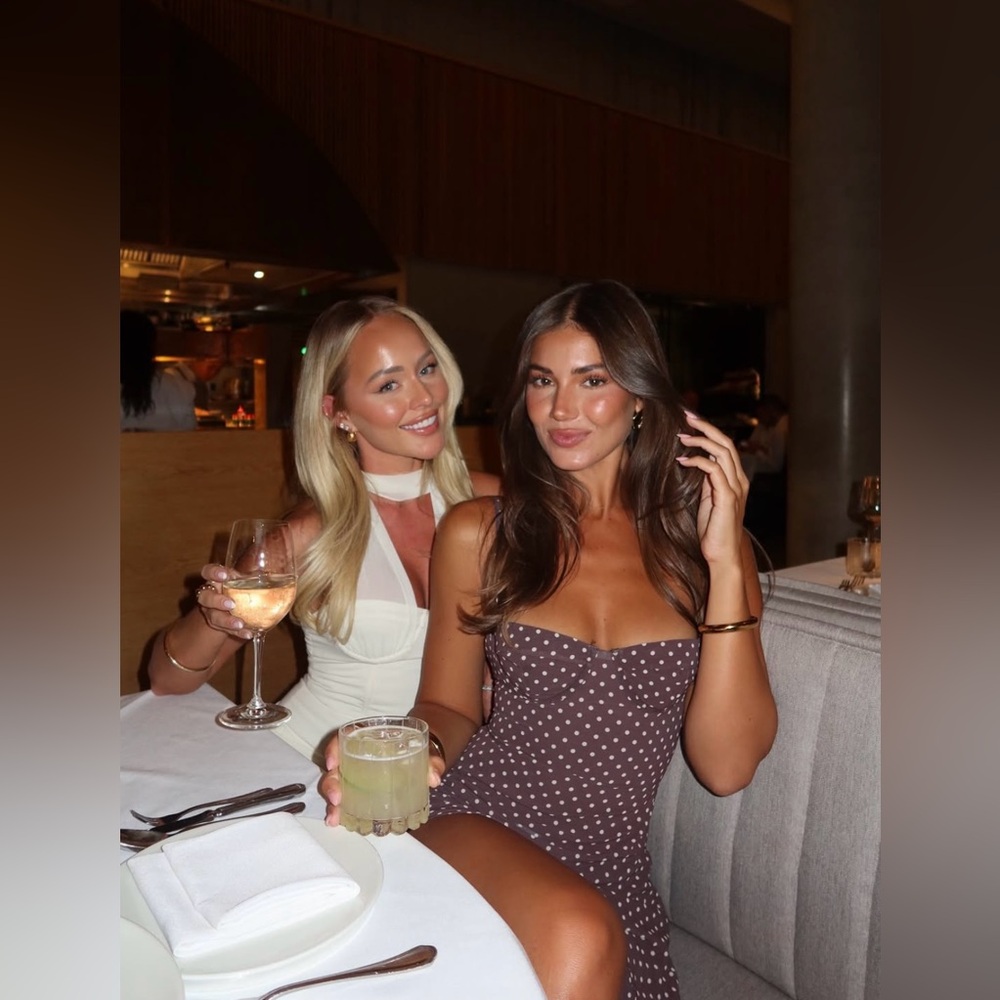 White Fox Boutique Brown Polka Dot Mini Dress